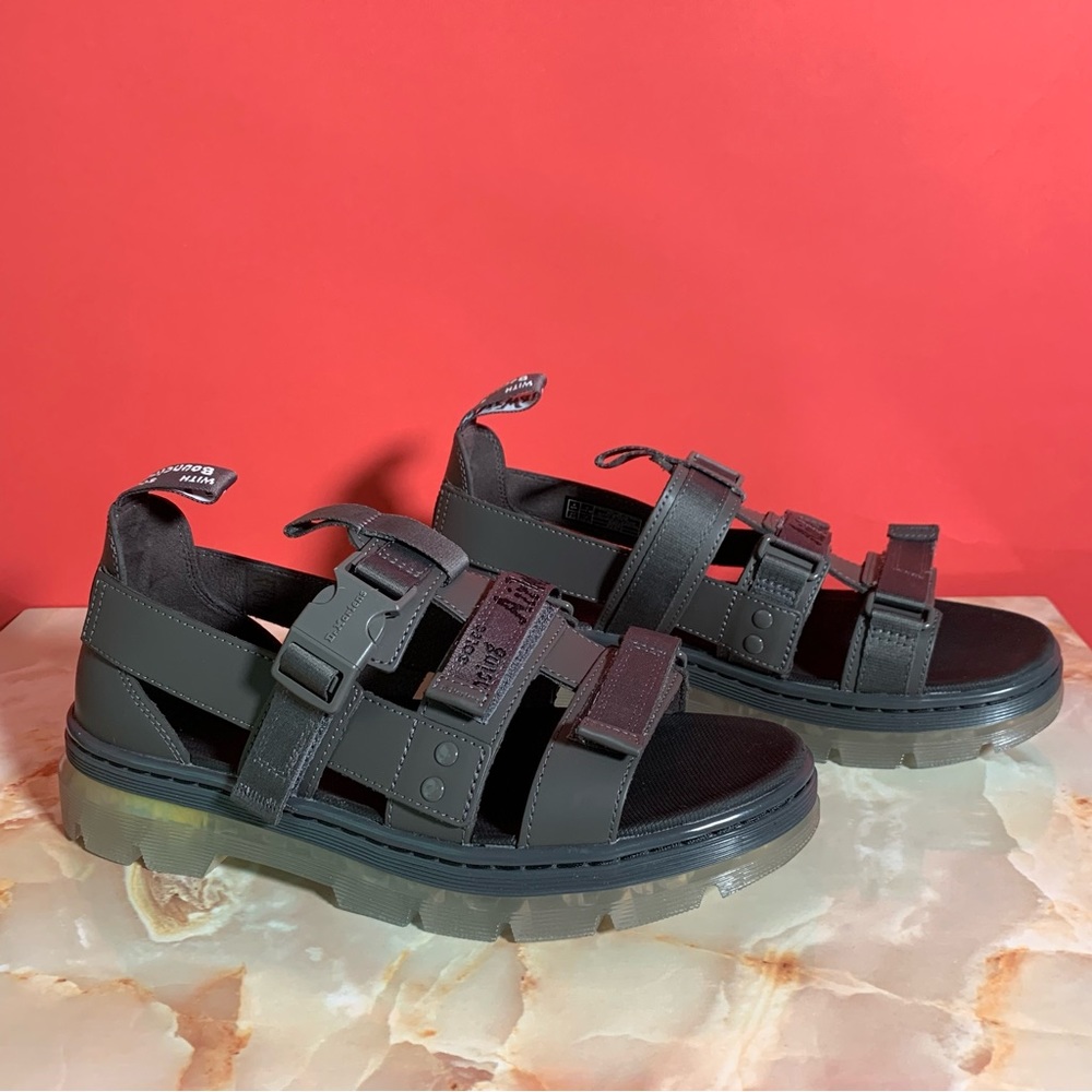 Dr. Martens Pearson Open Toe Sandal Gunmetal size US Mens 8 (Womens 10) or EU 42